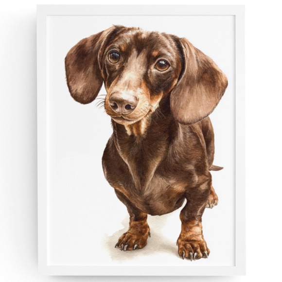 Watercolor Dachshund Dog Portrait Art Print – Unframed Fine Art Poster - Picture 1 of 5